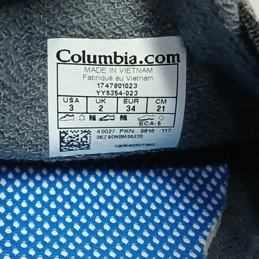 Columbia Crankbait Omni-Grip Casual Sneakers Youth US 3 Gray Blue Canvas Slip On